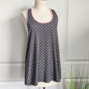PJ Salvage Tank Lounge Racerbacki Star Print Grey White Pink Scoop Neck L NWT